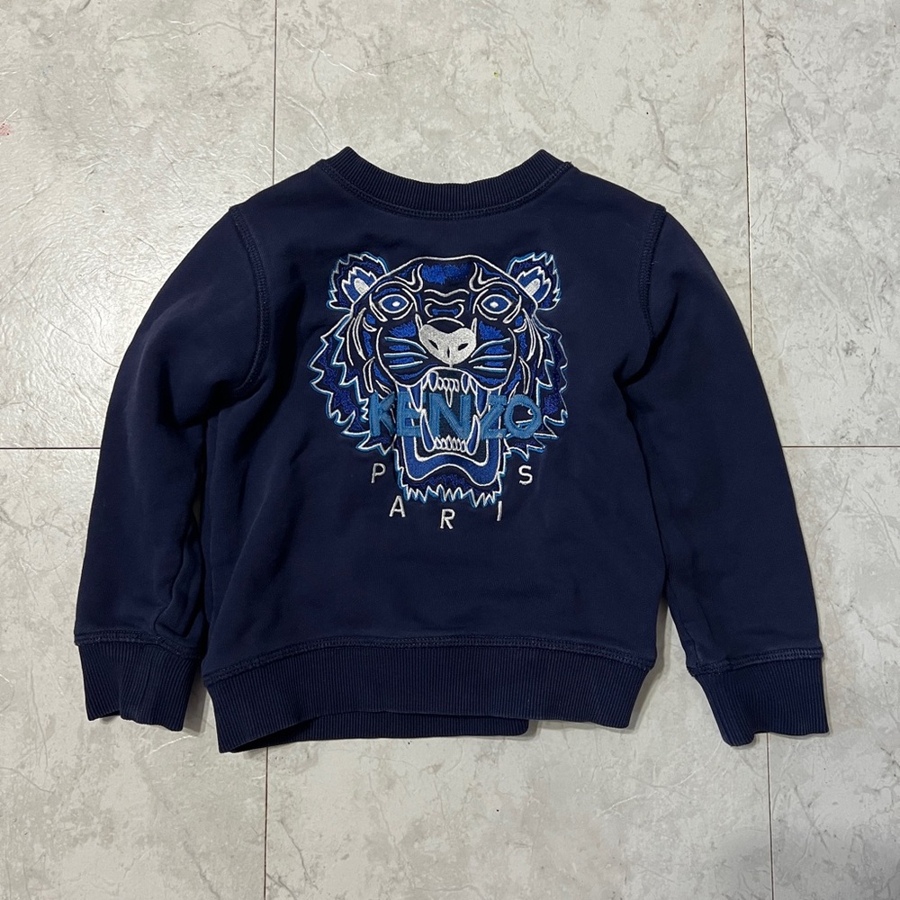 Kenzo Navy Blue Sweatshirt with Tiger Embroidery